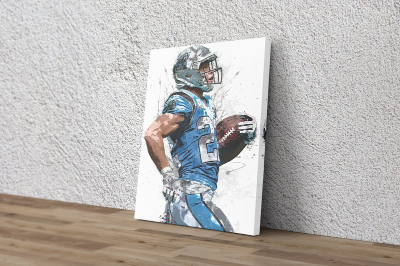 Christian McCaffrey Poster Carolina Panthers Football Painting Hand Made Posters Canvas Print Kids Wall Art Man Cave Gift Home Decor