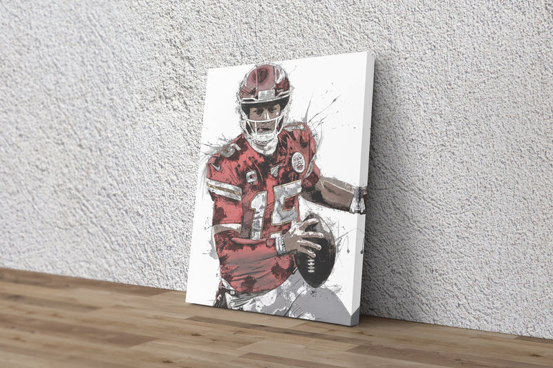 Patrick Mahomes Poster Kansas City Chiefs Painting Football Hand Made Posters Canvas Print Kids Wall Art Man Cave Gift Home Decor