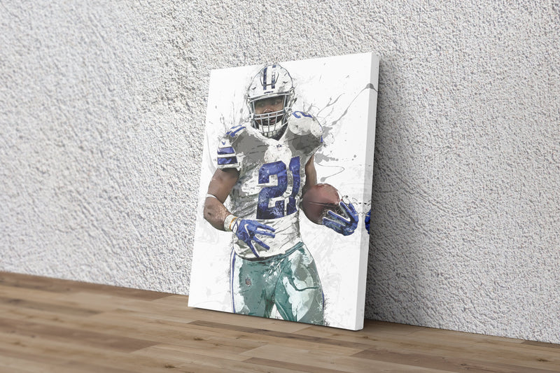 Ezekiel Elliot Poster Dallas Cowboys Painting Football Hand Made Posters Canvas Print Kids Wall Art Home Man Cave Gift Decor