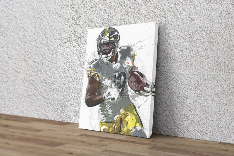 JuJu Smith-Schuster Poster Pittsburgh Steelers Football Painting Hand Made Posters Canvas Framed Print Wall Art Man Cave Gift Home Decor