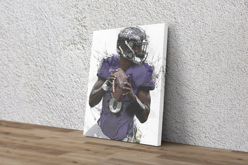 Lamar Jackson Art Poster Baltimore Ravens Football Hand Made Posters Canvas Framed Print Wall Kids Art Man Cave Gift Home Decor