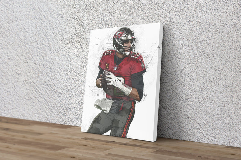 Tom Brady Art Poster Tampa Bay Buccaneers Football Hand Made Posters Canvas Print Kids Wall Art Man Cave Gift Home Decor