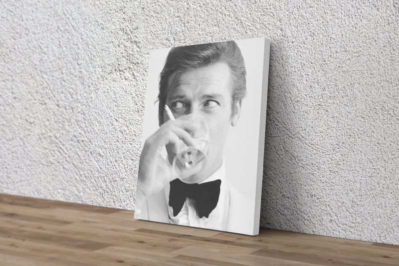 Roger Moore Poster Actor James Bond Smoking Hand Made Poster Canvas Print Wall Art Home Decor