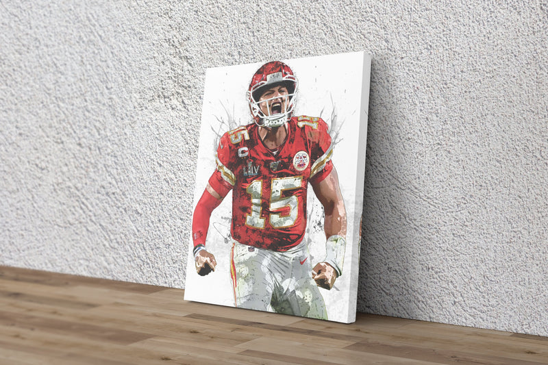 Patrick Mahomes Art Poster Kansas City Chiefs Football Hand Made Posters Canvas Print Kids Wall Art Man Cave Gift Home Decor