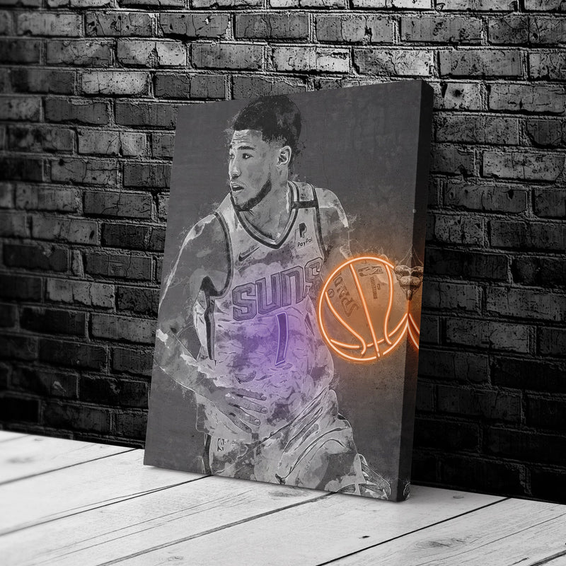 Devin Booker Poster Graffiti Neon Phoenix Suns Basketball Hand Made Poster Canvas Print Kids Wall Art Man Cave Gift Home Decor