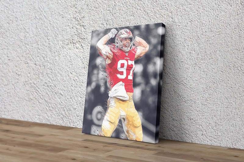 Nick Bosa Celebration Poster San Francisco 49ers Football Hand Made Posters Canvas Print Wall Art Man Cave Gift Home Kids Decor