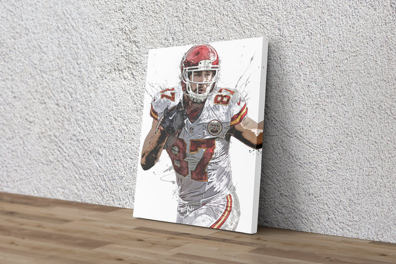 Travis Kelce Poster Kansas City Chiefs Painting Football Hand Made Posters Canvas Print Kids Wall Art Home Man Cave Gift Decor