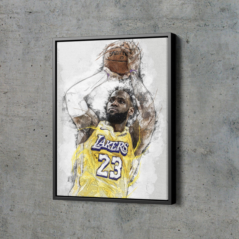 Lebron James Art Poster Los Angeles Lakers Basketball Hand Made Posters Canvas Framed Print Wall Kids Art Man Cave Gift Home Decor