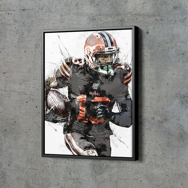 Odell Beckham Jr. Art Poster Cleveland Browns Football Hand Made Posters Canvas Framed Print Wall Kids Art Man Cave Gift Home Decor