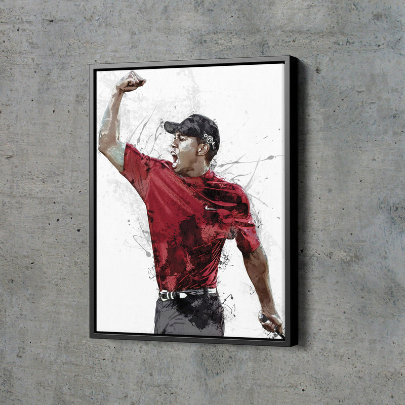 Tiger Woods Poster Masters Celebration Painting Golf Hand Made Posters Canvas Print Kids Wall Art Man Cave Gift Home Decor