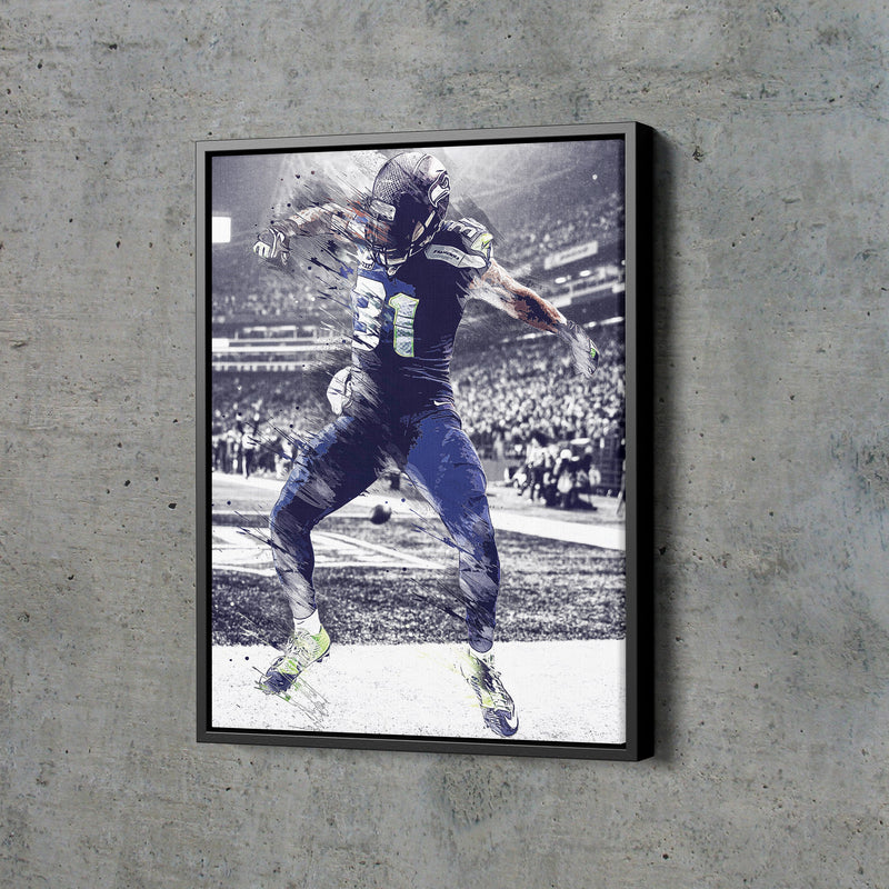 Kam Chancellor Celebration Poster Seattle Seahawks Football Hand Made Posters Canvas Print Wall Art Man Cave Gift Home Kids Decor