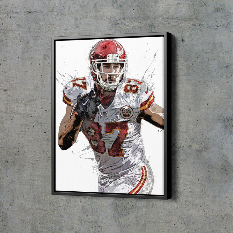 Travis Kelce Poster Kansas City Chiefs Painting Football Hand Made Posters Canvas Print Kids Wall Art Home Man Cave Gift Decor