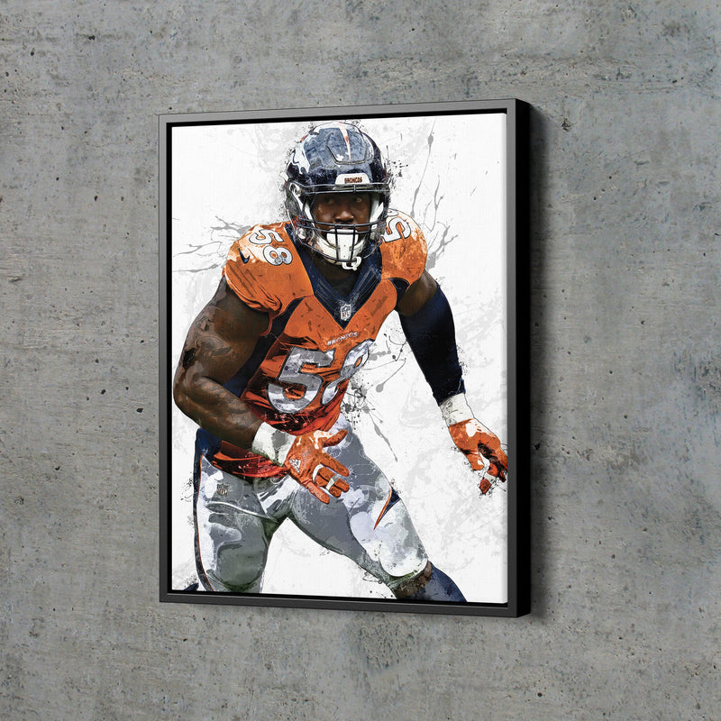 Von Miller Poster Denver Broncos Football Painting Hand Made Posters Canvas Print Kids Wall Art Man Cave Gift Home Decor