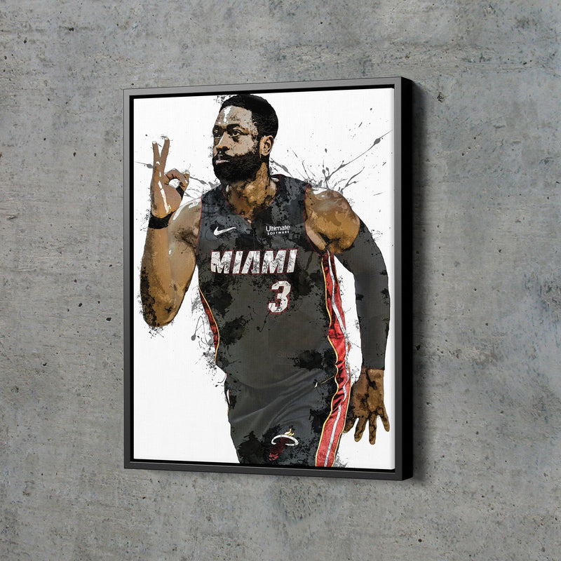 Dwyane Wade Art Poster Miami Heat Basketball Hand Made Posters Canvas Print Kids Wall Art Man Cave Gift Home Decor