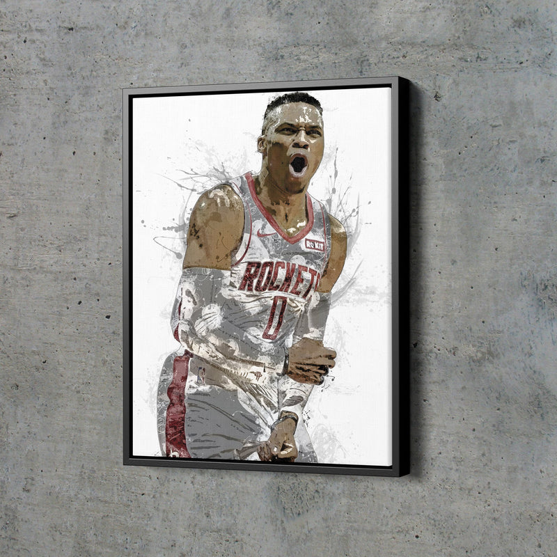 Russel Westbrook Poster Houston Rockets Painting BasketBall Hand Made Posters Canvas Print Wall Kids Art Man Cave Gift Home Decor