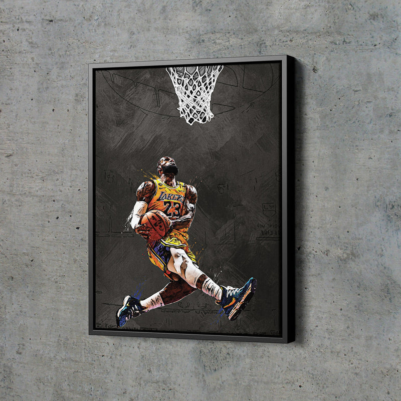 LeBron James Illustration Slam Dunk Poster Los Angeles Lakers Basketball Hand Made Posters Canvas Print Wall Art Home Decor