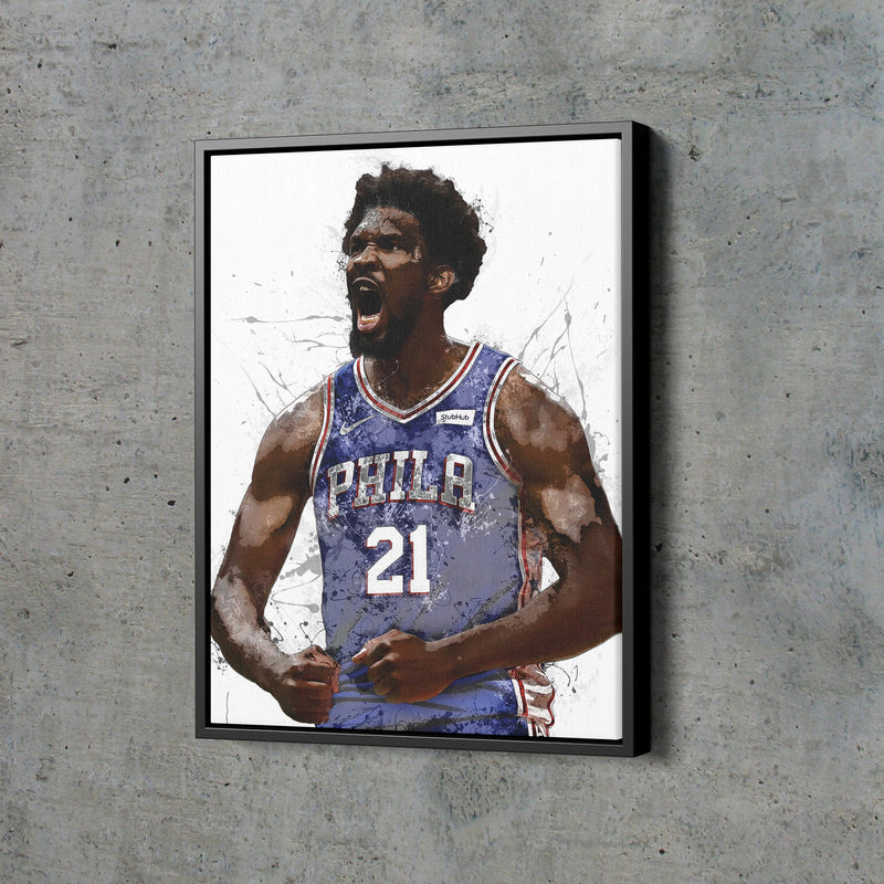 Joel Embiid Poster Philadelphia 76ers Basketball Painting Hand Made Posters Canvas Print Kids Wall Art Home Man Cave Gift Decor