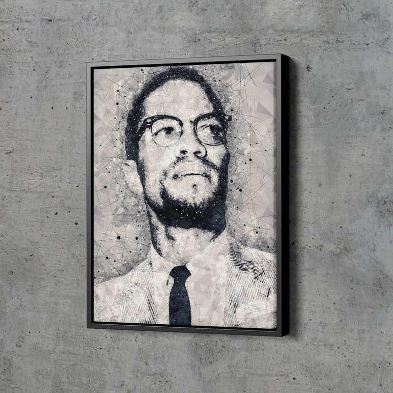 Malcolm X Poster Civil Rights Activist Geometrical Art Hand Made Posters Canvas Print Wall Art Home Decor