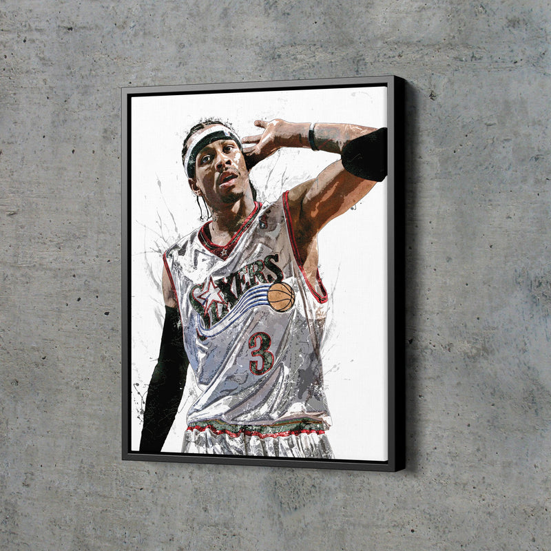 Allen Iverson Art Poster Philadelphia 76ers Basketball Hand Made Posters Canvas Print Kids Wall Art Man Cave Gift Home Decor