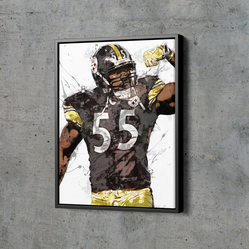 Joey Porter Poster Pittsburgh Steelers Painting Football Hand Made Posters Canvas Print Kids Wall Art Home Man Cave Gift Decor