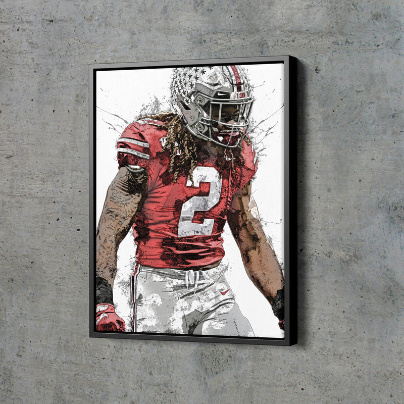 Chase Young Poster Ohio State Buckeyes Football Painting Hand Made Posters Canvas Print Kids Wall Art Man Cave Gift Home Decor