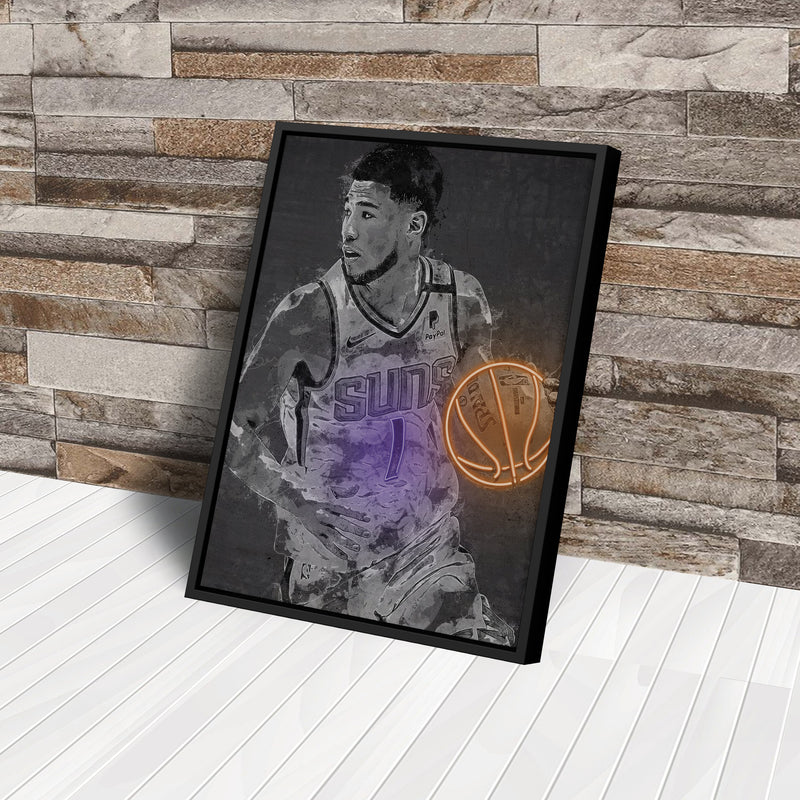 Devin Booker Poster Graffiti Neon Phoenix Suns Basketball Hand Made Poster Canvas Print Kids Wall Art Man Cave Gift Home Decor