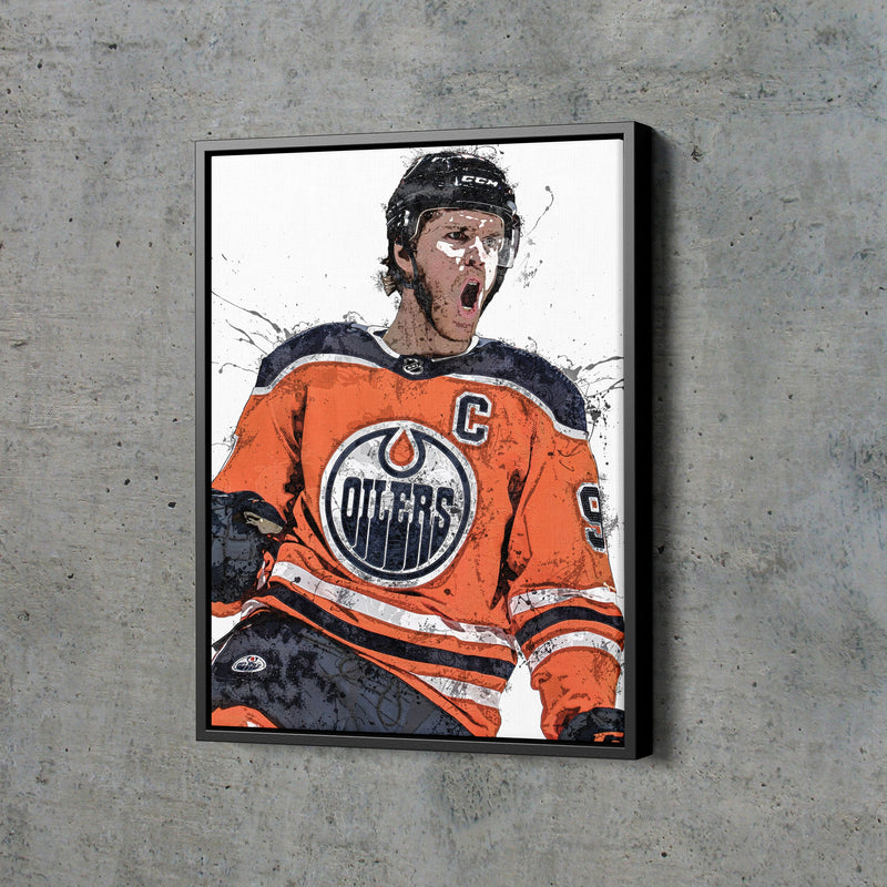 Connor McDavid Poster Edmonton Oilers Ice Hockey Painting Hand Made Posters Canvas Print Kids Wall Art Home Man Cave Gift Decor