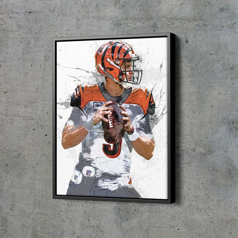 Joe Burrow Poster Cincinnati Bengals Football Painting Hand Made Posters Canvas Print Wall Art Man Cave Gift Home Kids Decor