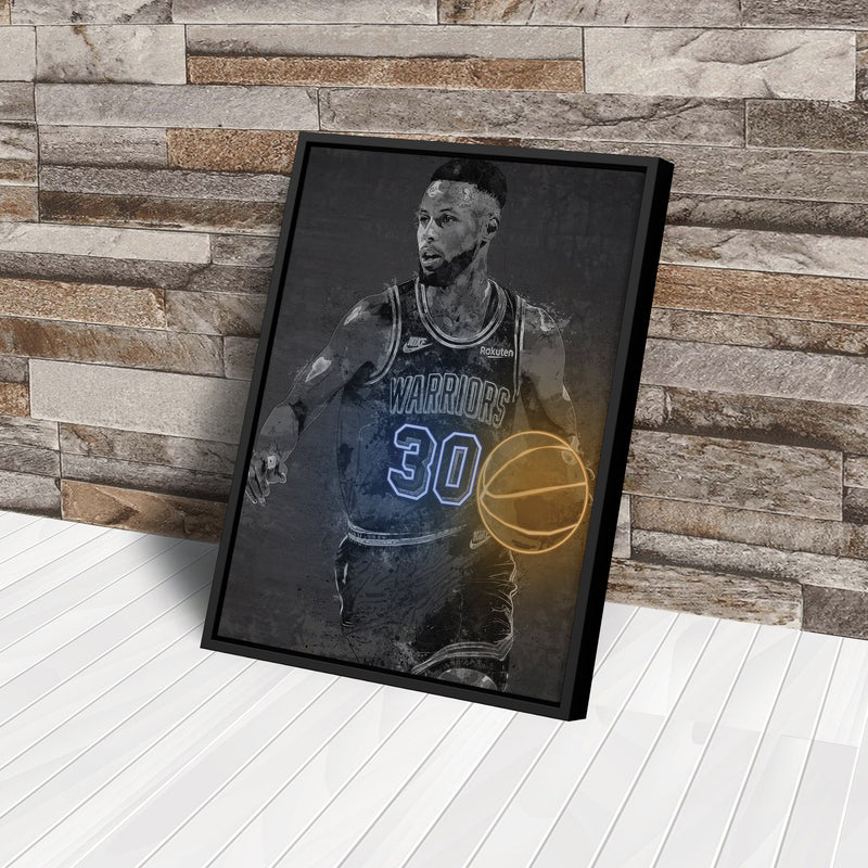 Stephen Curry Poster Graffiti Neon Golden State Warriors NBA Hand Made Poster Canvas Print Kids Wall Art Man Cave Gift Home Decor