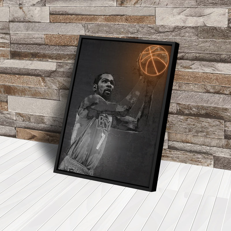 Kevin Durant Poster Graffiti Neon Brooklyn Nets Basketball Hand Made Poster Canvas Print Kids Wall Art Man Cave Gift Home Decor