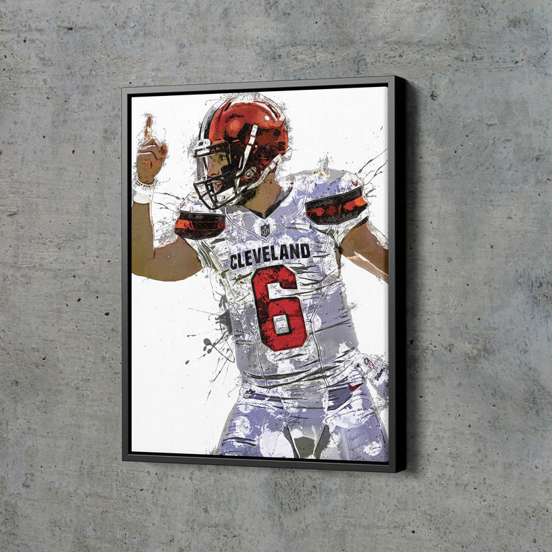 Baker Mayfield Poster Cleveland Browns Football Painting Hand Made Posters Canvas Print Kids Wall Art Man Cave Gift Home Decor