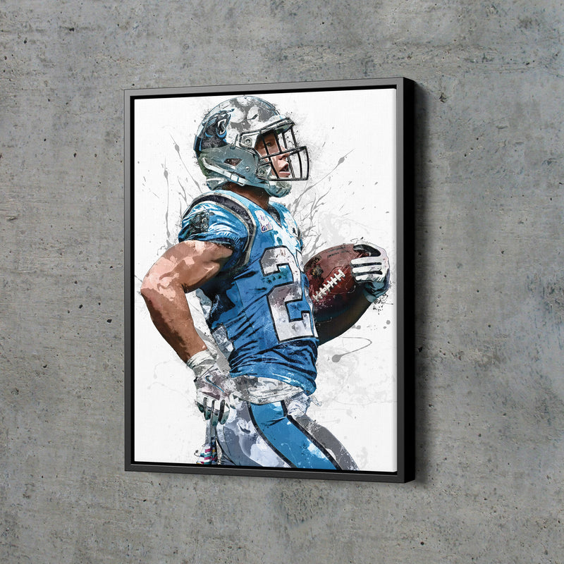 Christian McCaffrey Poster Carolina Panthers Football Painting Hand Made Posters Canvas Print Kids Wall Art Man Cave Gift Home Decor