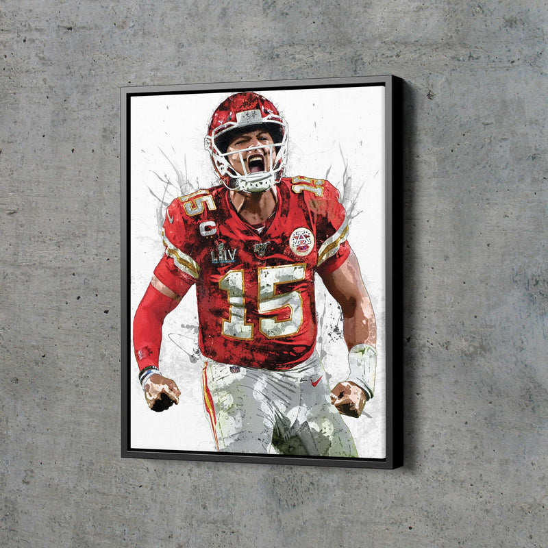 Patrick Mahomes Art Poster Kansas City Chiefs Football Hand Made Posters Canvas Print Kids Wall Art Man Cave Gift Home Decor