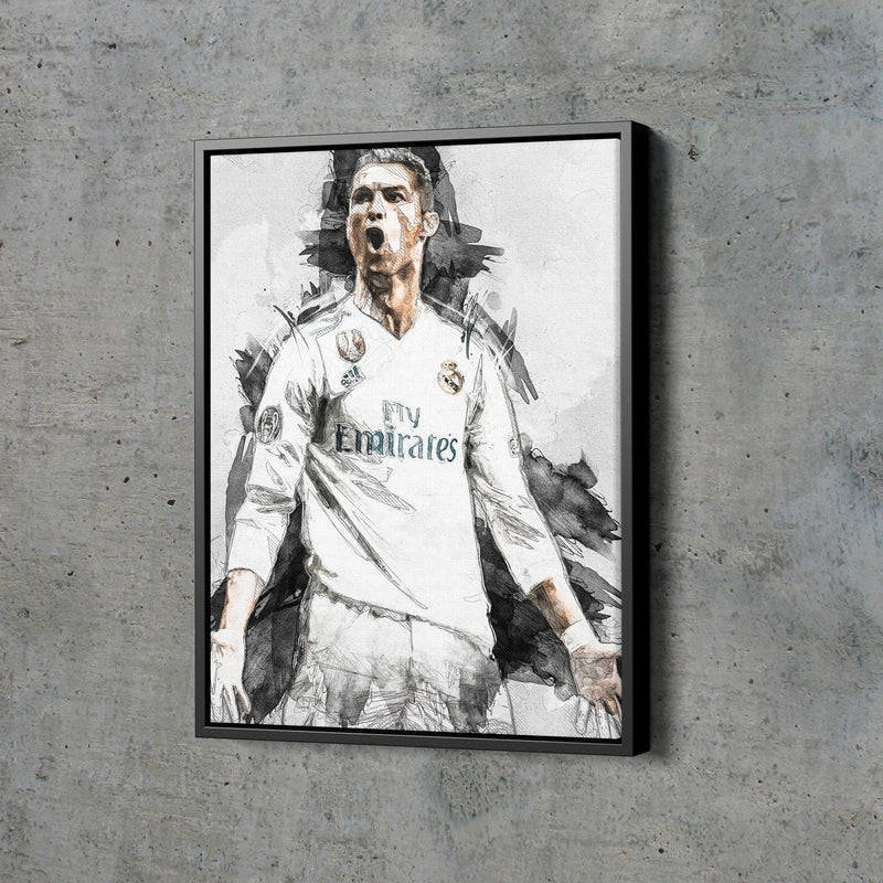 Cristiano Ronaldo Poster Real Madrid Soccer Player Hand Made Posters Canvas Framed Print Wall Kids Art Man Cave Gift Home Decor