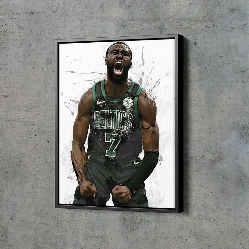 Jaylen Brown Poster Boston Celtics Basketball Painting Hand Made Posters Canvas Print Kids Wall Art Man Cave Gift Home Decor