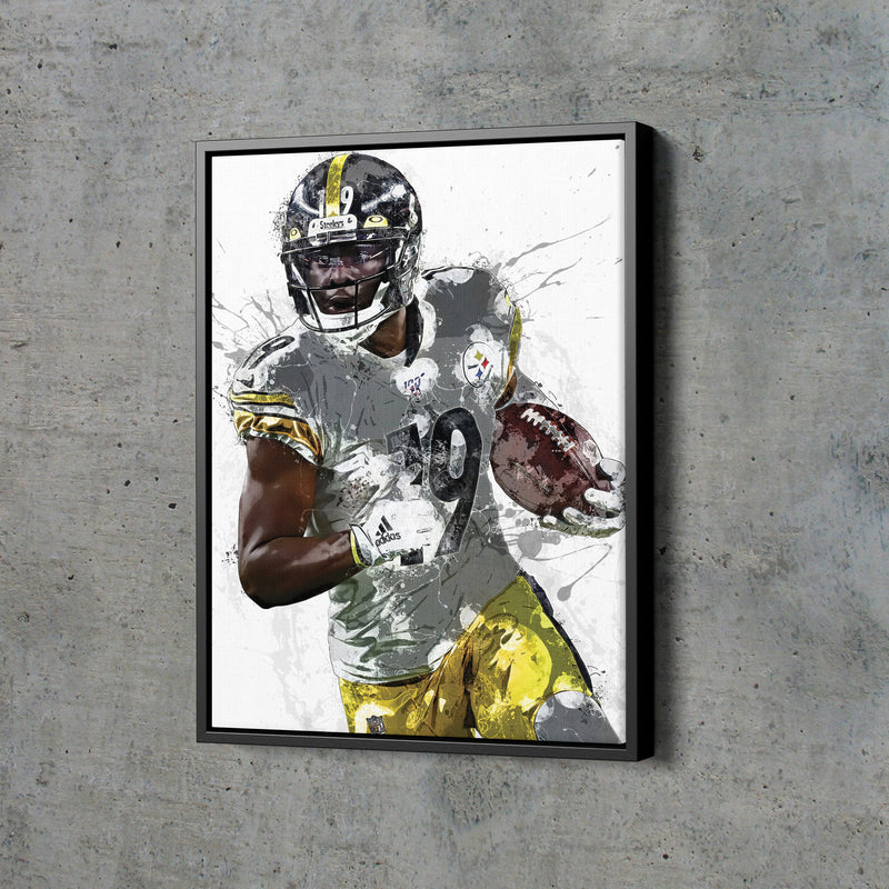 JuJu Smith-Schuster Poster Pittsburgh Steelers Football Painting Hand Made Posters Canvas Framed Print Wall Art Man Cave Gift Home Decor