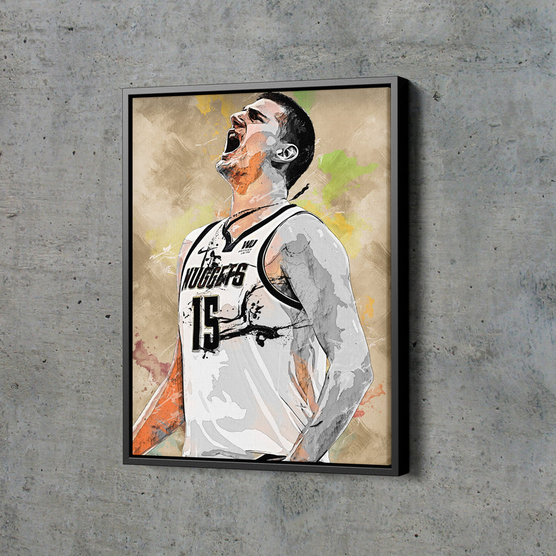 Nikola Jokic Poster Denver Nuggets Basketball Painting Hand Made Posters Canvas Print Kids Wall Art Home Man Cave Gift Decor