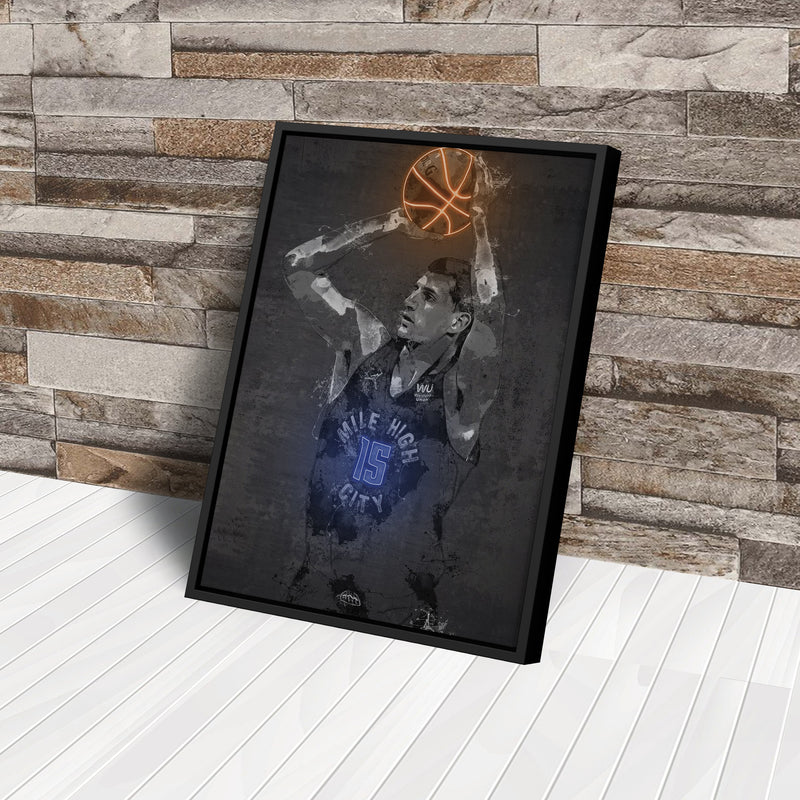 Nikola Jokic Poster Graffiti Neon Denver Nuggets NBA Hand Made Poster Canvas Print Kids Wall Art Man Cave Gift Home Decor