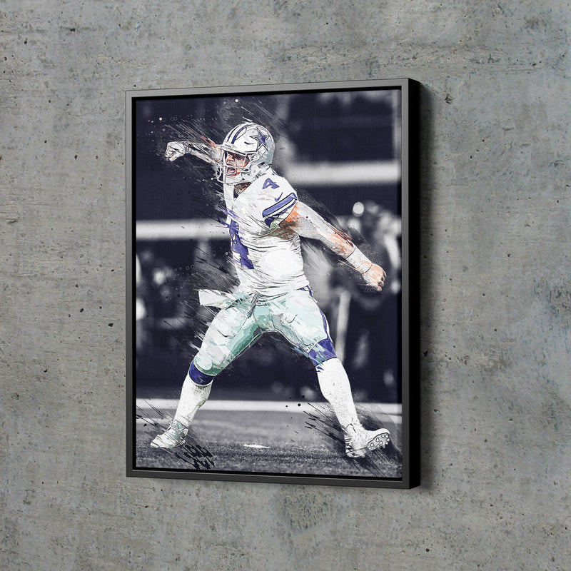 Dak Prescott Celebration Poster Dallas Cowboys Football Hand Made Posters Canvas Print Wall Art Man Cave Gift Home Kids Decor