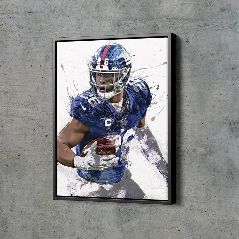 Saquon Barkley Poster New York Giants Football Painting Hand Made Posters Canvas Framed Print Wall Kids Art Man Cave Gift Home Decor