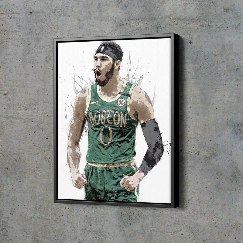 Jayson Tatum Poster Boston Celtics Basketball Painting Hand Made Posters Canvas Print Kids Wall Art Man Cave Gift Home Decor