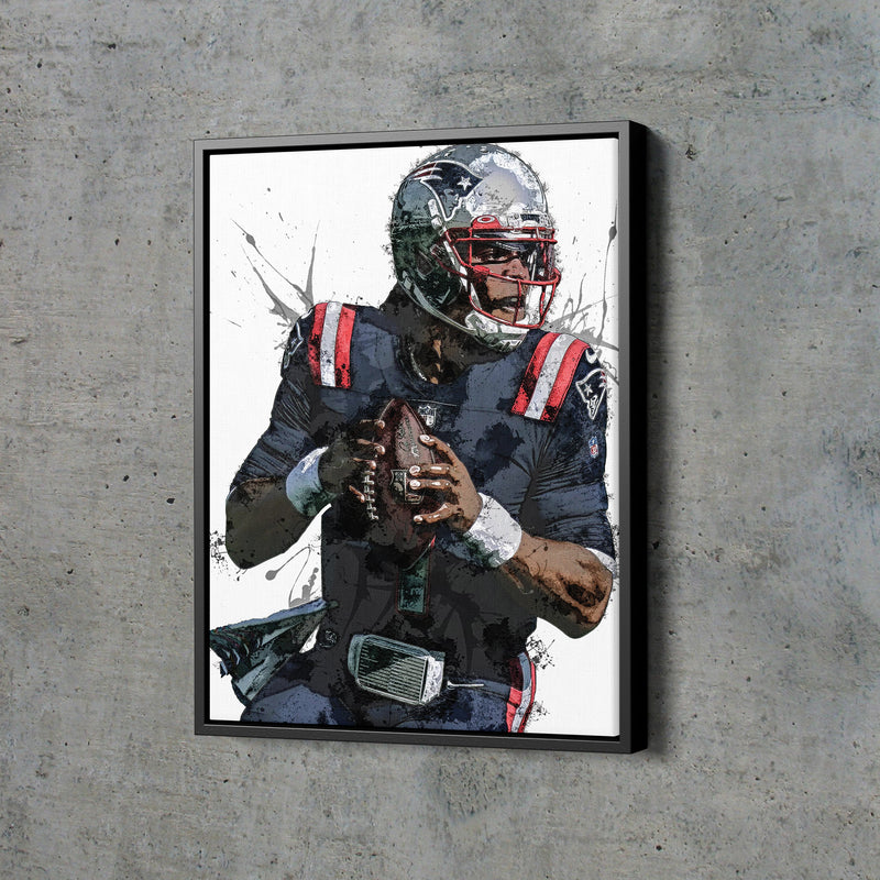 Cam Newton Art Poster New England Patriots Football Hand Made Posters Canvas Print Kids Wall Art Home Man Cave Gift Decor