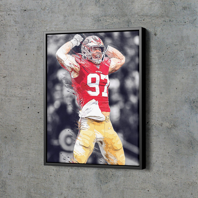 Nick Bosa Celebration Poster San Francisco 49ers Football Hand Made Posters Canvas Print Wall Art Man Cave Gift Home Kids Decor