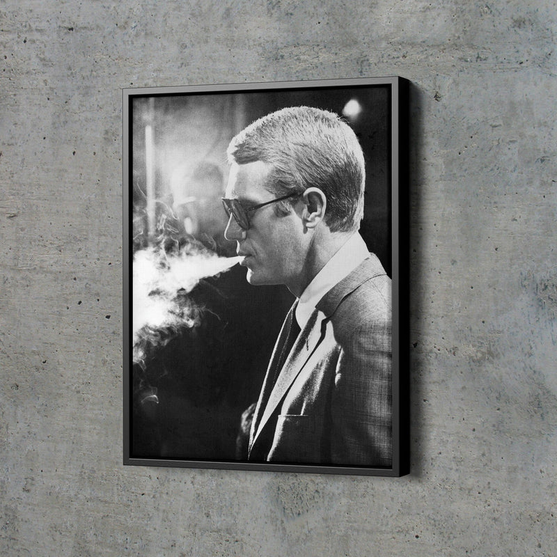 Steve McQueen Poster Actor Smoking Hand Made Poster Canvas Print Wall Art Home Decor