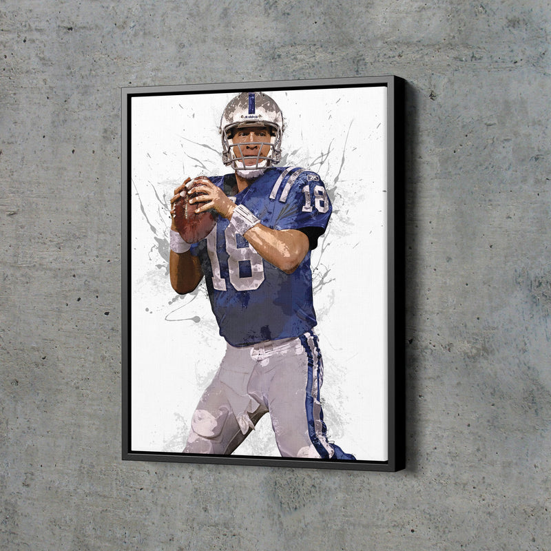 Peyton Manning Poster Indianapolis Colts Football Painting Hand Made Posters Canvas Print Kids Wall Art Man Cave Gift Home Decor