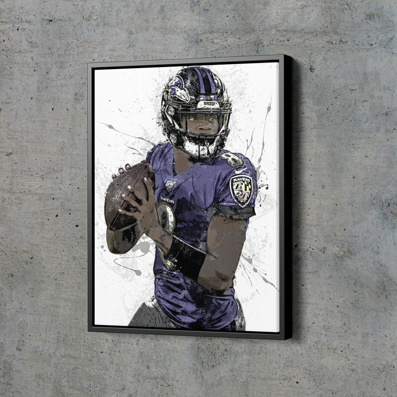 Lamar Jackson Poster Baltimore Ravens Football Painting Hand Made Posters Canvas Framed Print Wall Kids Art Man Cave Gift Home Decor