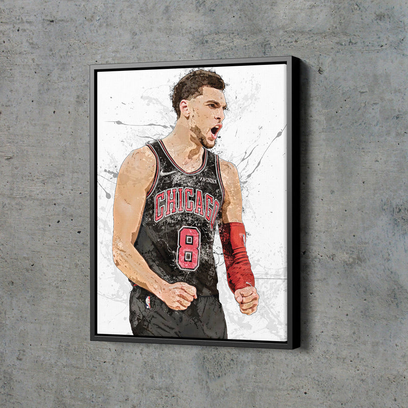 Zach Lavine Poster Chicago Bulls Basketball Painting Hand Made Posters Canvas Print Wall Kids Art Man Cave Gift Home Decor