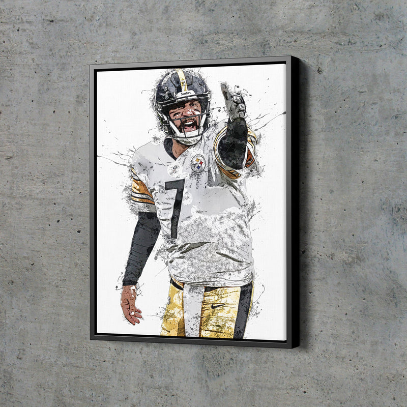 Ben Roethlisberger Poster Pittsburgh Steelers Football Painting Hand Made Posters Canvas Print Kids Wall Art Man Cave Gift Home Decor