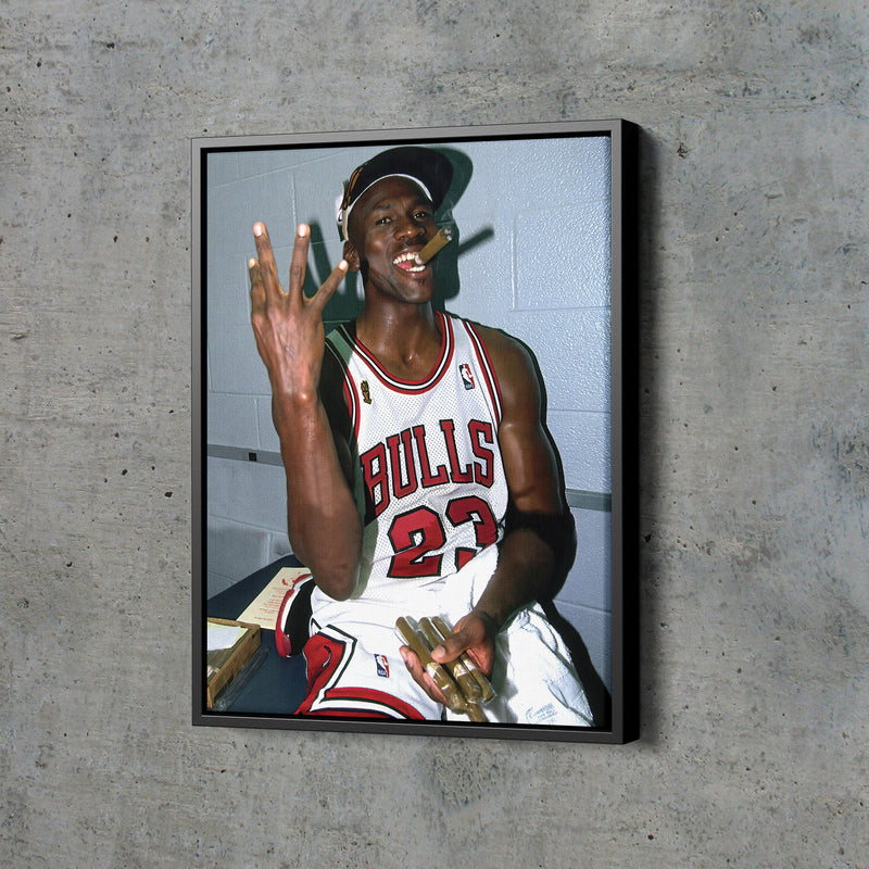 Michael Jordan Smoking Poster Chicago Bulls Basketball Hand Made Posters Canvas Print Wall Art Home Decor