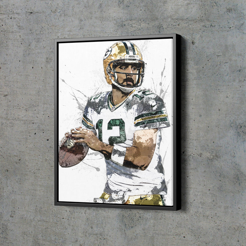 Aaron Rodgers Art Poster Green Bay Packers  Football Hand Made Posters Canvas Print Kids Wall Art Man Cave Gift Home Decor